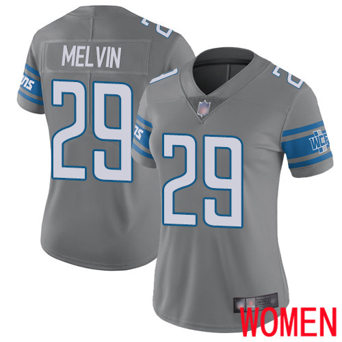 Detroit Lions Limited Steel Women Rashaan Melvin Jersey NFL Football #29 Rush Vapor Untouchable->women nfl jersey->Women Jersey